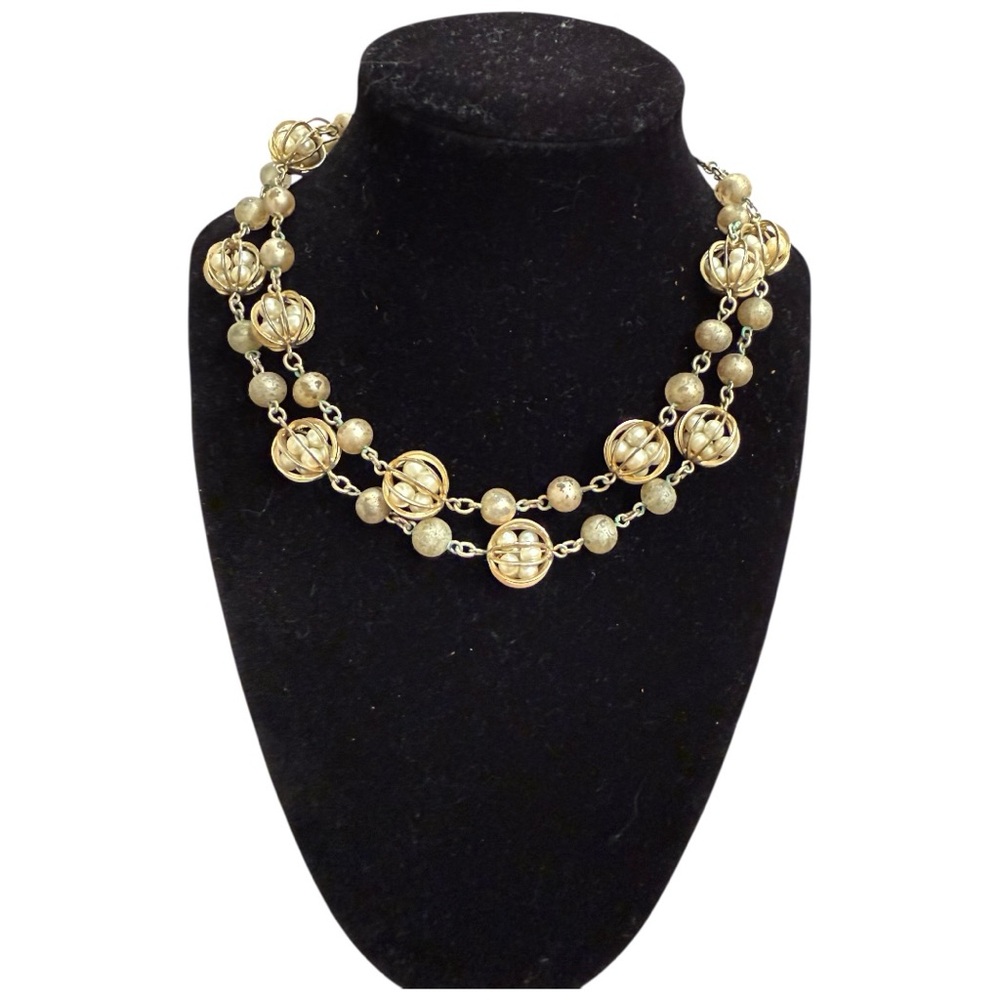 Elegant Gold Tone Beaded Necklace